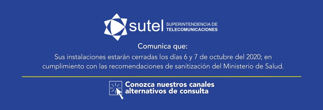 Banner instalaciones de SUTEL cerradas por sanitización Banner instalaciones de SUTEL cerradas por sanitización