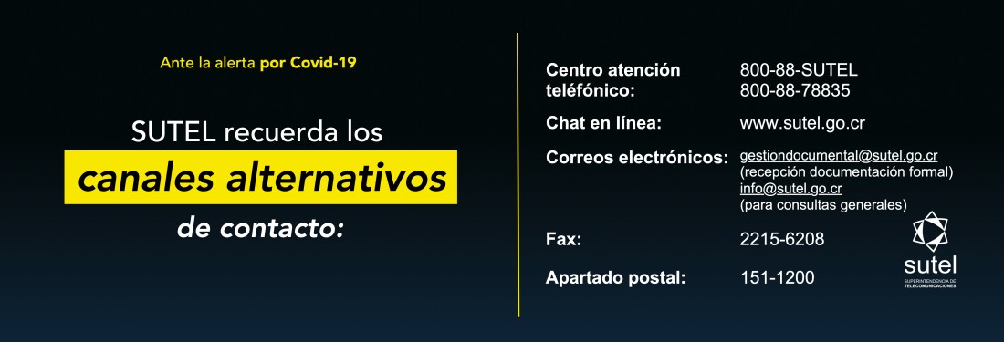 Canales de contacto SUTEL Canales de contacto SUTEL